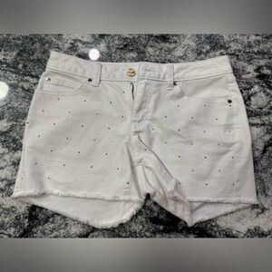 Jennifer Lopez Studded Cut Off Denim Shorts White Size 2